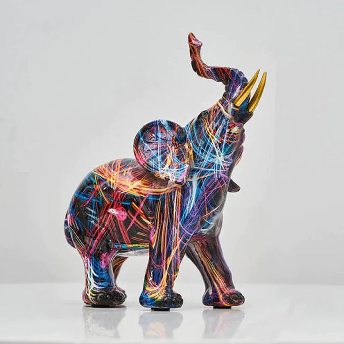 Painting Graffiti Elephant Sculpture Figurine Art Elephant Statue