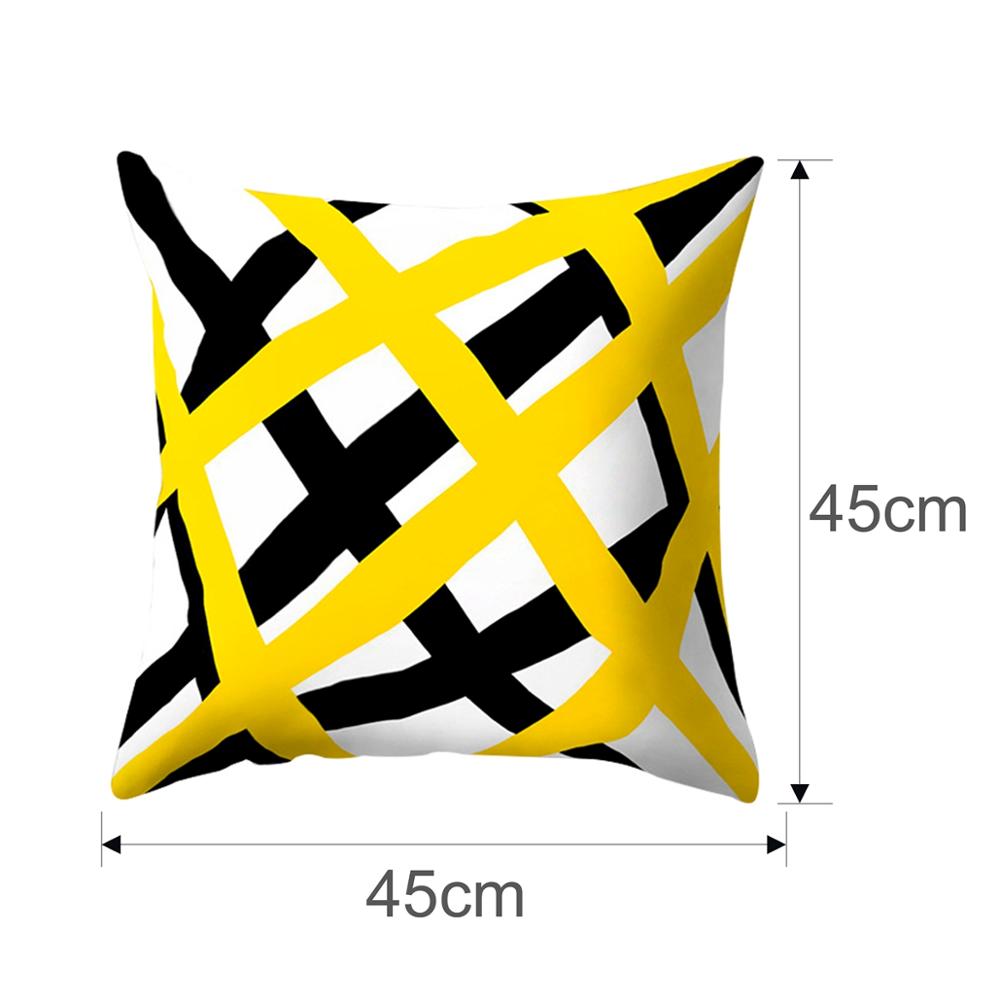 Yellow Black Geometric Pattern Square Cushion Cover Pillow Case 45x45cm