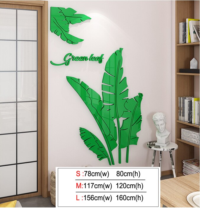 Banana tree Fashion 3d Mirror Leaves Home decor