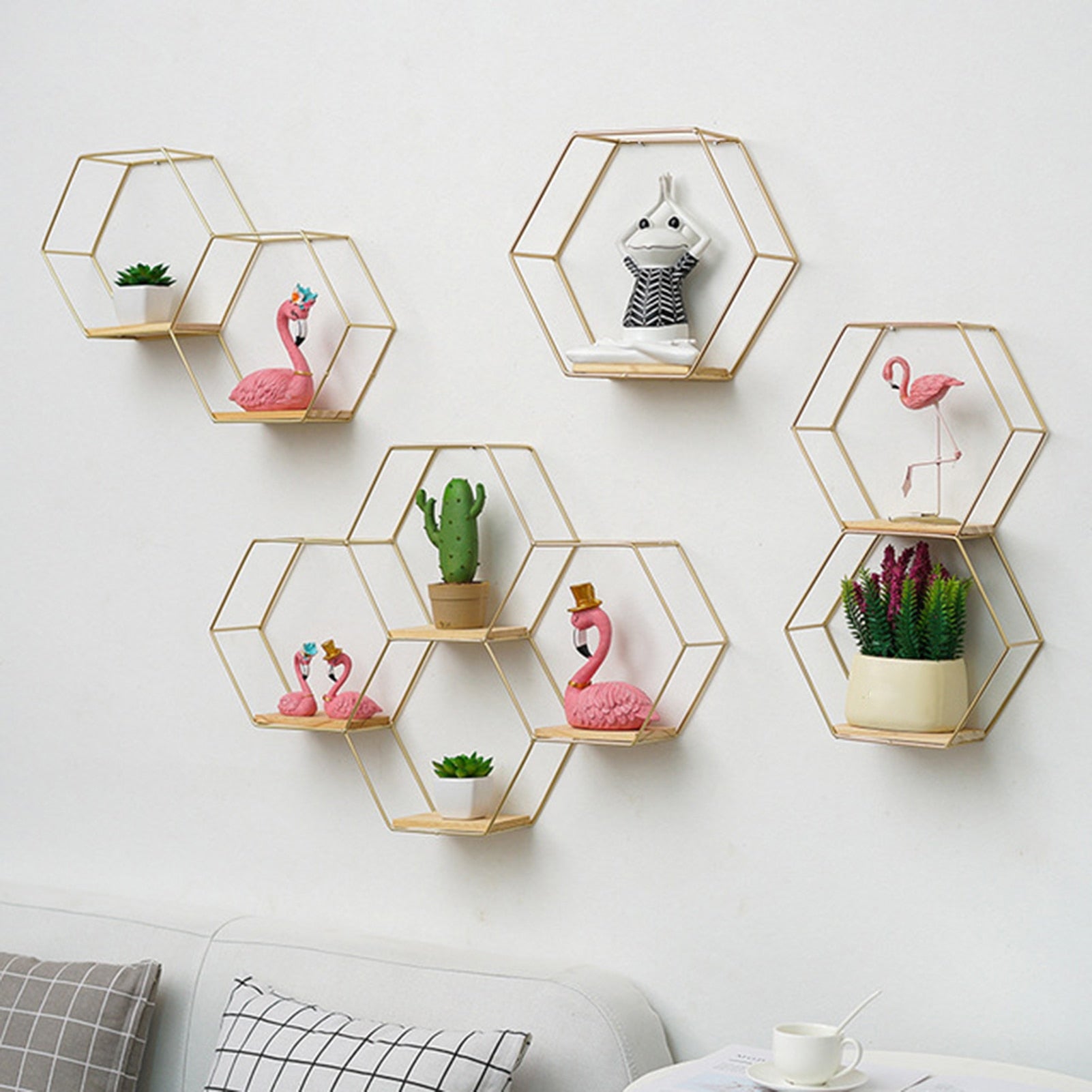 Wall Shelf Floating Shelves Wall Mounted Hexagon