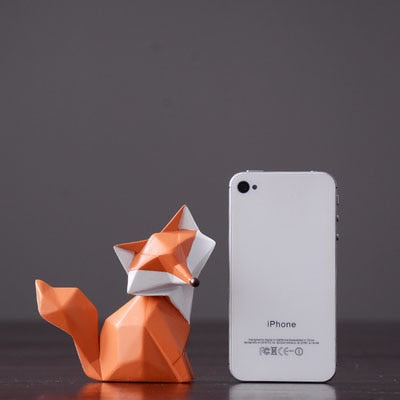 Geometric Orange Fox Figurine Statue