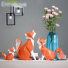 Geometric Orange Fox Figurine Statue