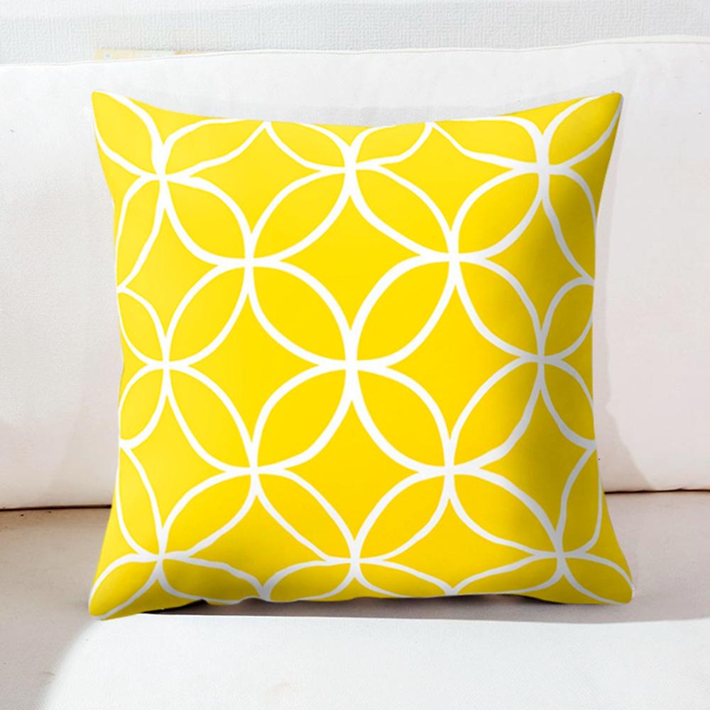 Yellow Black Geometric Pattern Square Cushion Cover Pillow Case 45x45cm