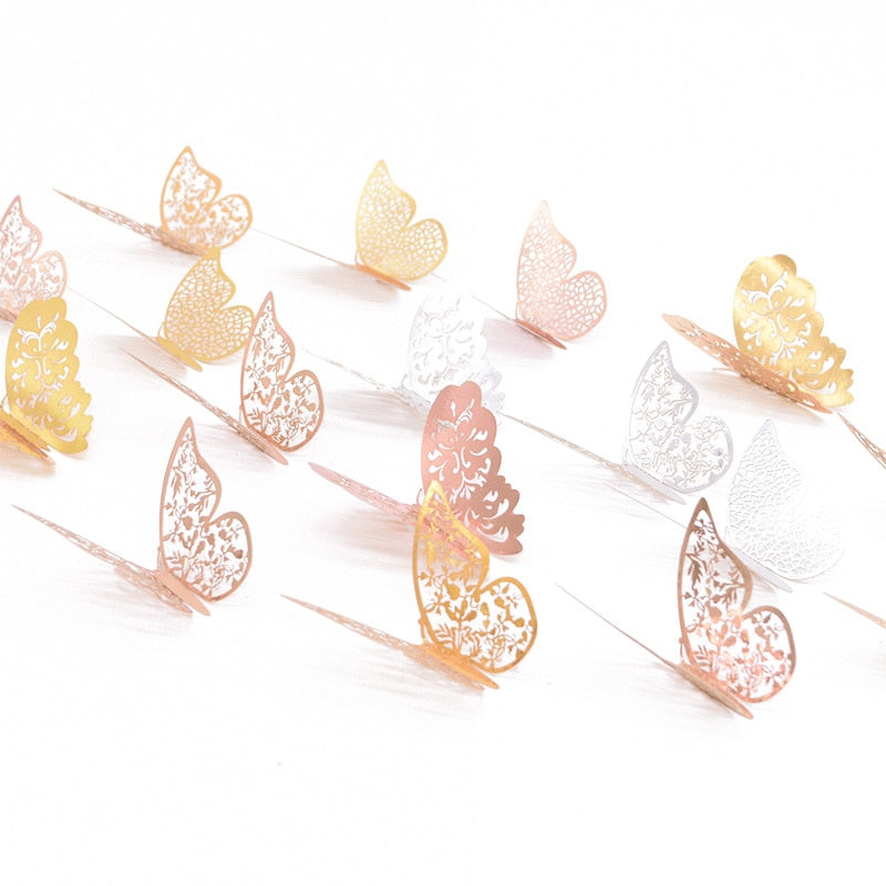 3D Hollow Butterfly Wall Decor (12 Pieces)