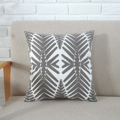 Emboridered Cushion Cover Grey Pink (45x45cm)