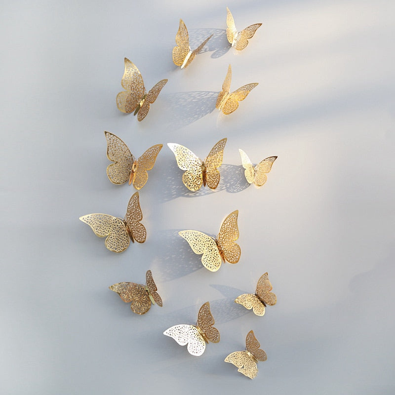 3D Hollow Butterfly Wall Decor (12 Pieces)