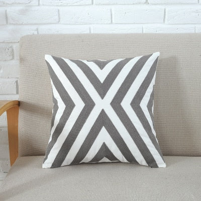 Emboridered Cushion Cover Grey Pink (45x45cm)