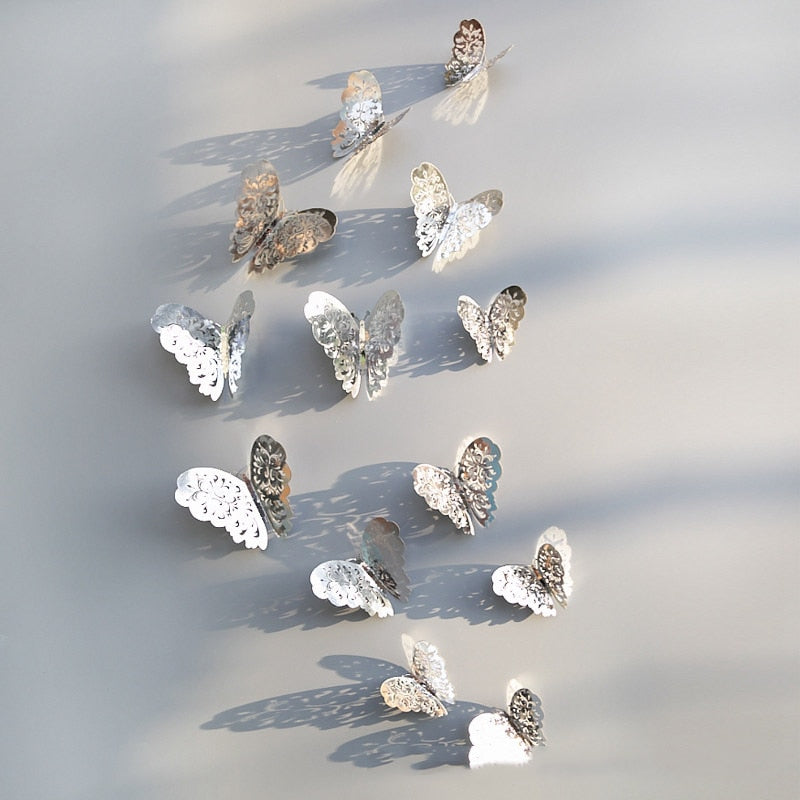 3D Hollow Butterfly Wall Decor (12 Pieces)