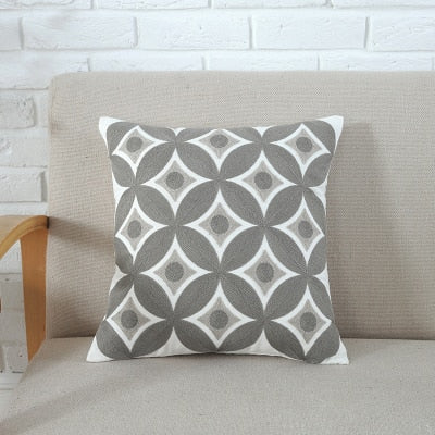 Emboridered Cushion Cover Grey Pink (45x45cm)