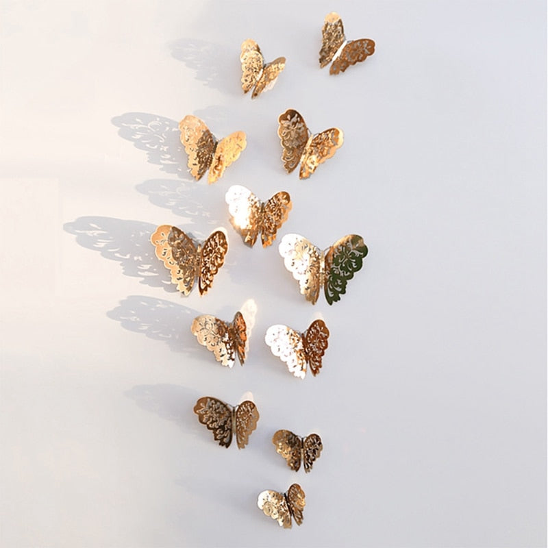 3D Hollow Butterfly Wall Decor (12 Pieces)