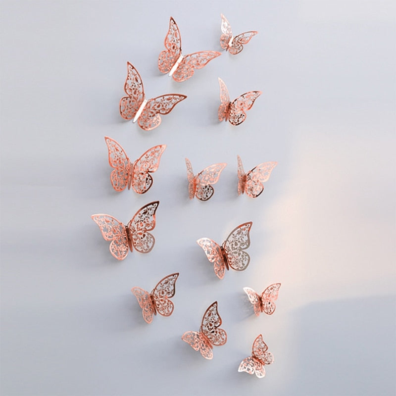 3D Hollow Butterfly Wall Decor (12 Pieces)