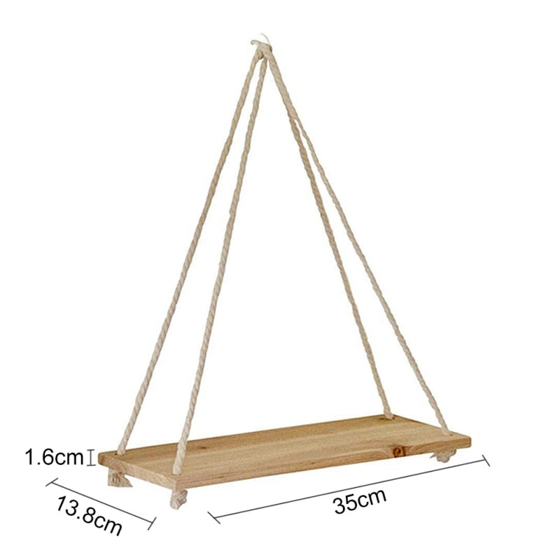 Hanging Wooden Plant Shelf Bracket Rack