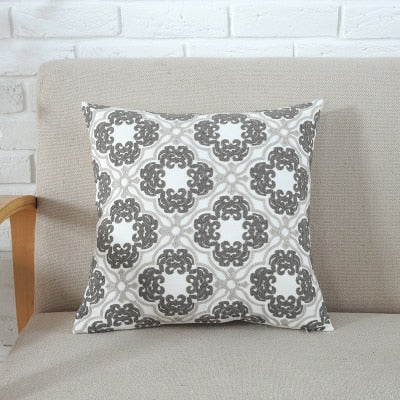 Emboridered Cushion Cover Grey Pink (45x45cm)