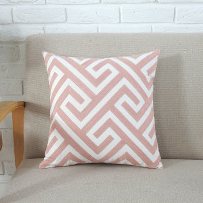 Emboridered Cushion Cover Grey Pink (45x45cm)