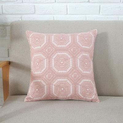 Emboridered Cushion Cover Grey Pink (45x45cm)