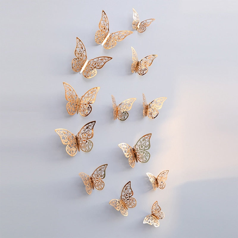 3D Hollow Butterfly Wall Decor (12 Pieces)