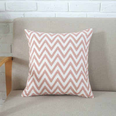 Emboridered Cushion Cover Grey Pink (45x45cm)