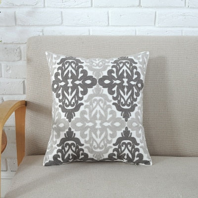 Emboridered Cushion Cover Grey Pink (45x45cm)