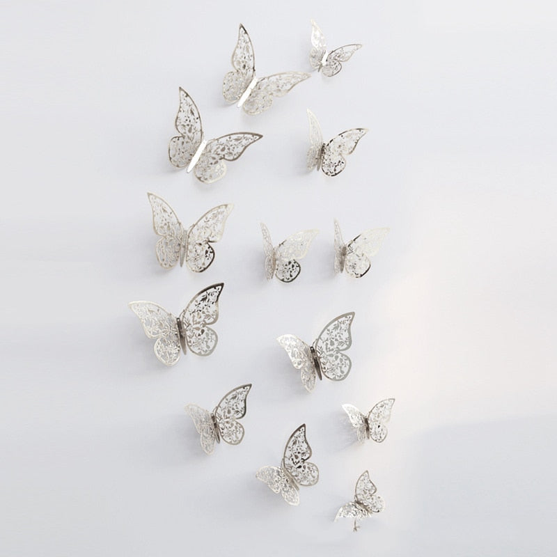 3D Hollow Butterfly Wall Decor (12 Pieces)