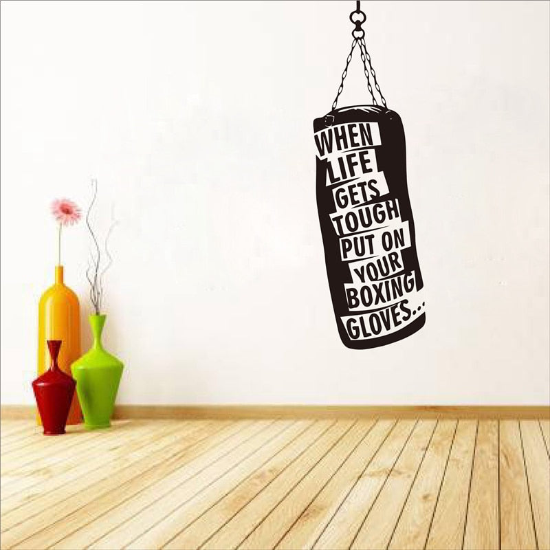 When life gets..Punch Bag Gloves Boxing Motivational Wall