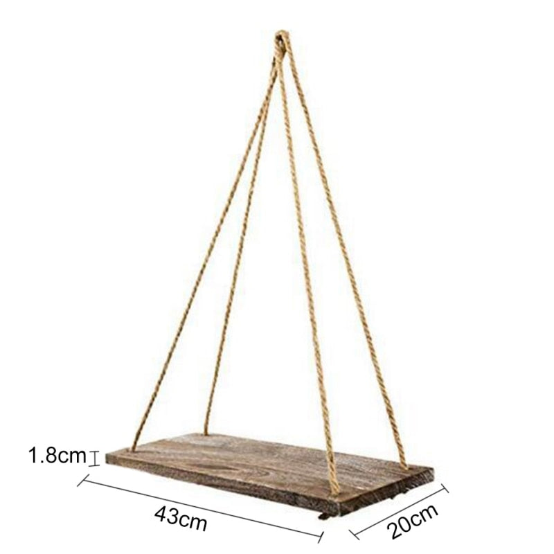 Hanging Wooden Plant Shelf Bracket Rack