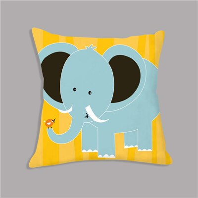 Cartoon Giraffe Lion Elephant Animal Printed Cushion Cover (5x45cm)