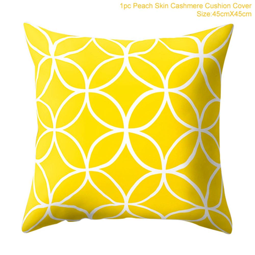 Yellow Black Geometric Pattern Square Cushion Cover Pillow Case 45x45cm