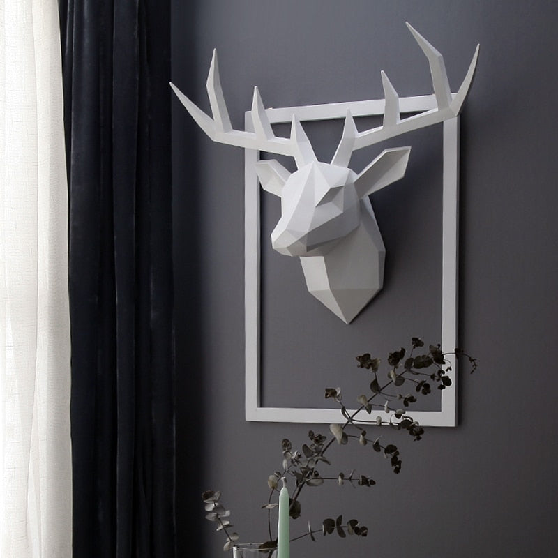 3D Deer Sculpture Head Wall Hanging Wall Decor