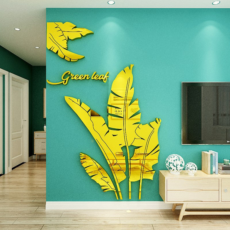 Banana tree Fashion 3d Mirror Leaves Home decor