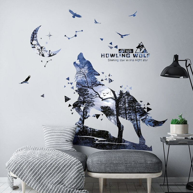 Creative Personality Silhouette Wolf Stickers