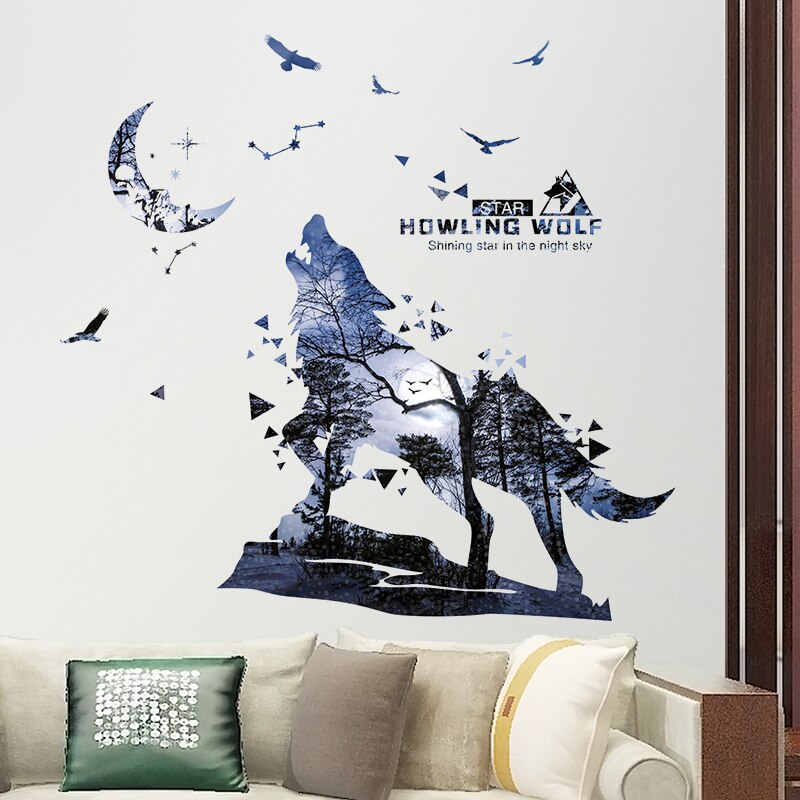 Creative Personality Silhouette Wolf Stickers