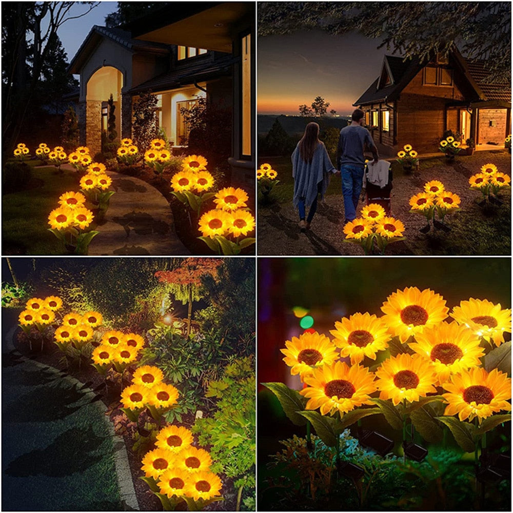 LED Solar Simulation Sunflower Night Lights Garden