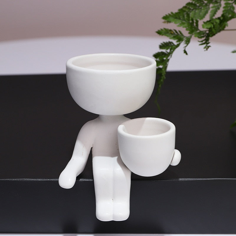 Creative Cute Imitation Humanoid Ceramic Flower Pot Succulent Planter