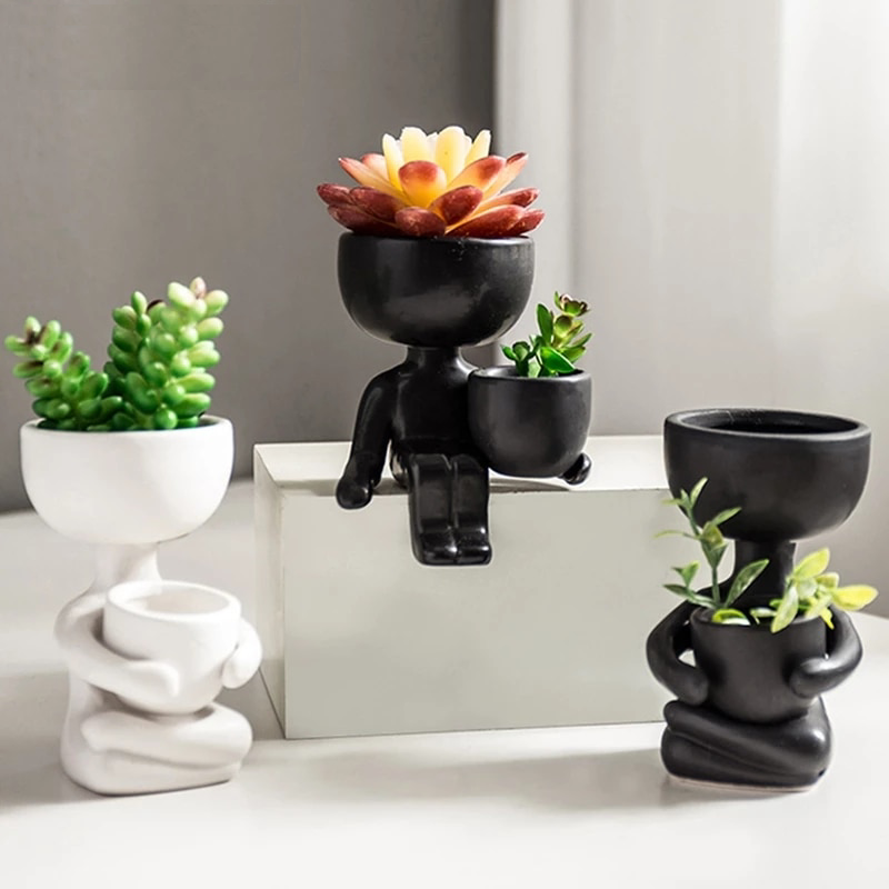 Creative Cute Imitation Humanoid Ceramic Flower Pot Succulent Planter
