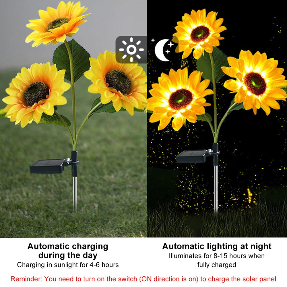 LED Solar Simulation Sunflower Night Lights Garden