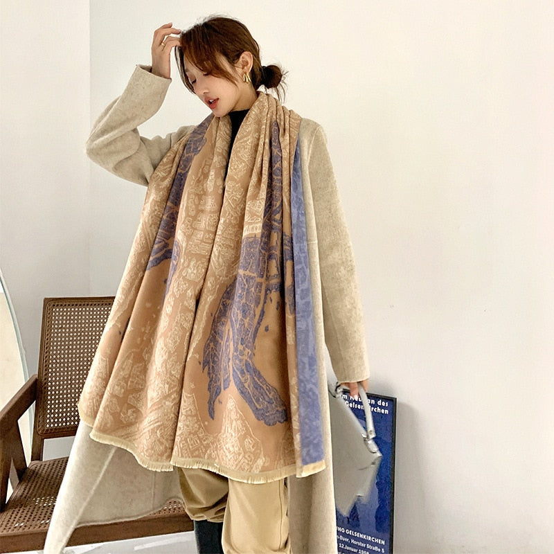 Horse Scarves Luxury Winter Cashmere Scarf  Blanket