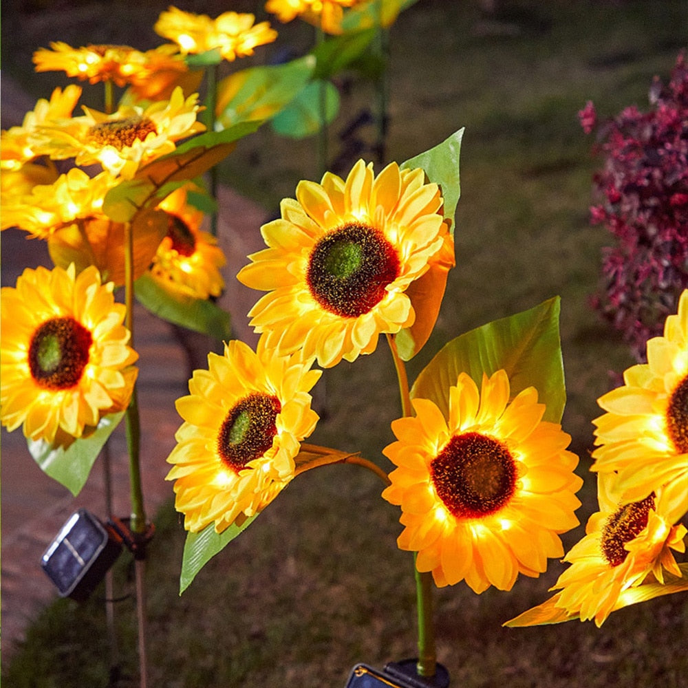 LED Solar Simulation Sunflower Night Lights Garden