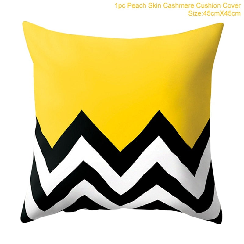 Yellow Black Geometric Pattern Square Cushion Cover Pillow Case 45x45cm