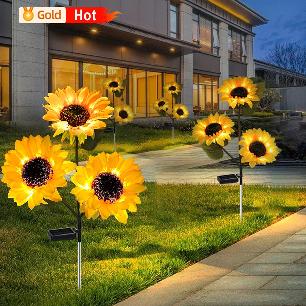 LED Solar Simulation Sunflower Night Lights Garden