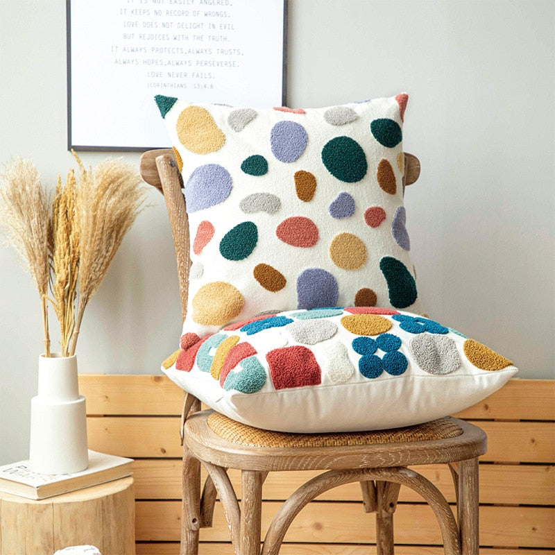 Cute Dots Embroidery Pillow Cushion Cover 45x45cm/30x50cm